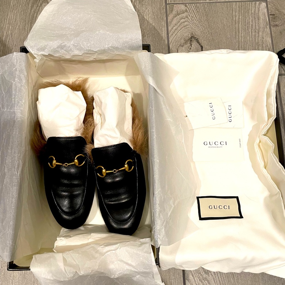 Gucci fur mules